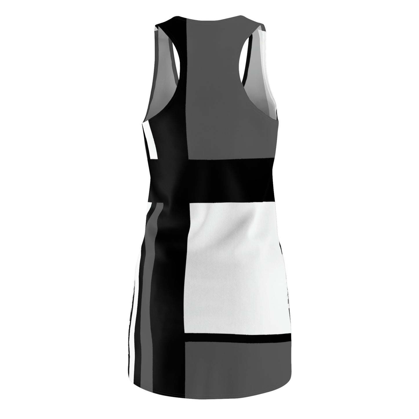 Racerback Dress – 60s 2 Black White & Gray Geometric Style