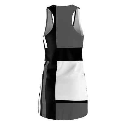 Racerback Dress – 60s 2 Black White & Gray Geometric Style