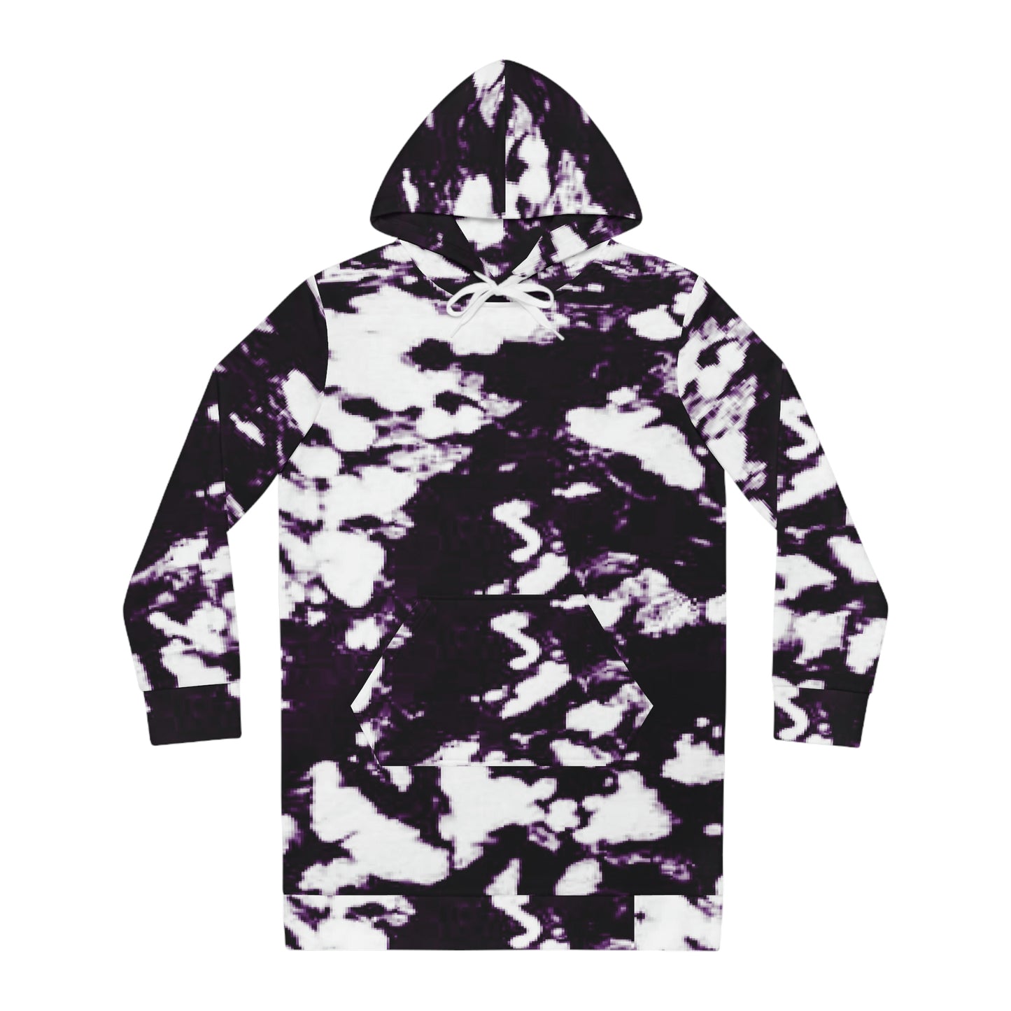 Women’s Hoodie Dress – Monochrome Flow Abstract