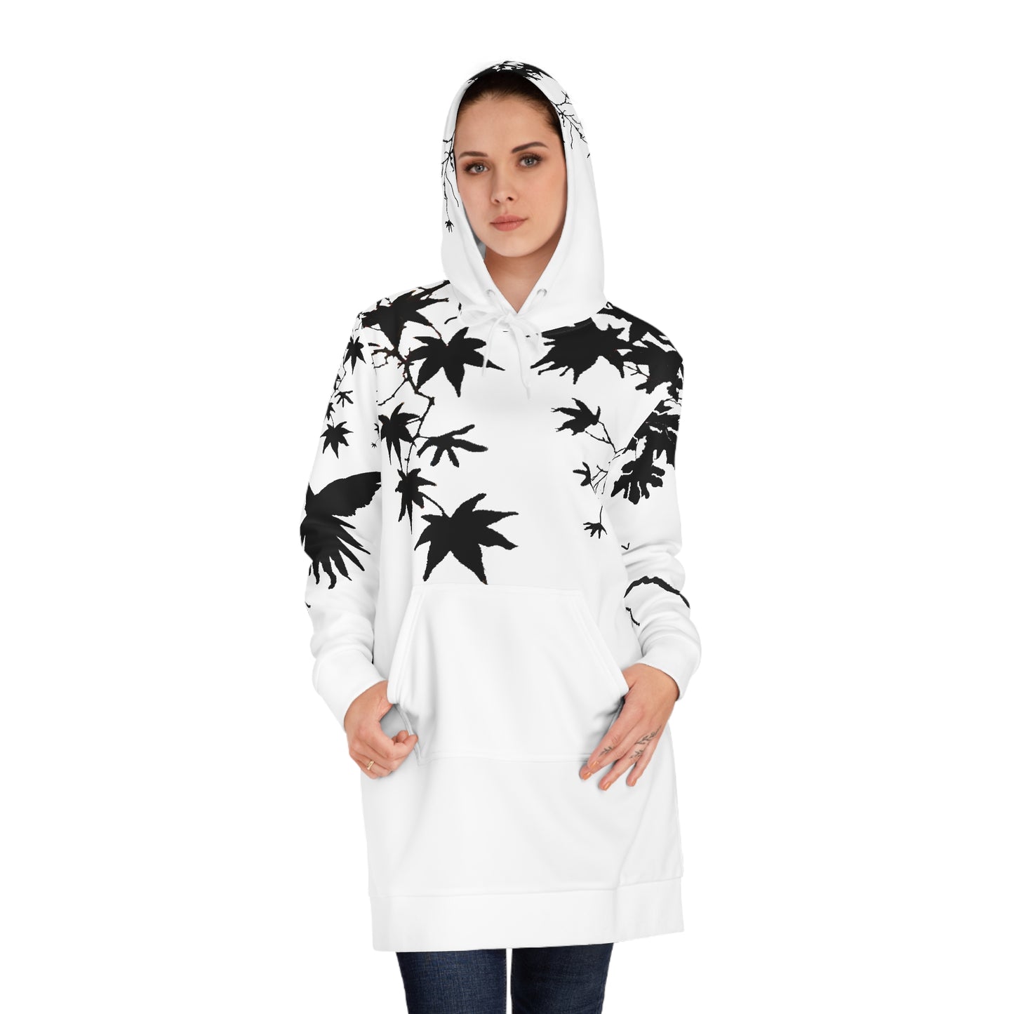 Women’s Hoodie Dress – Black Bird Serenity