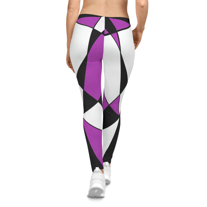Women’s Leggings – 3 Colors Retro Geometric Purple
