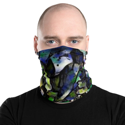 Neck Gaiter – Search Impressionist Floral Edition, colorful floral abstract pattern inspired by impressionist art and nature’s bloom, artistic eco-friendly neck accessory for men and women.