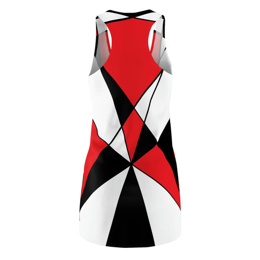 Abstract Geometric Racerback Dress – Three-Color Design