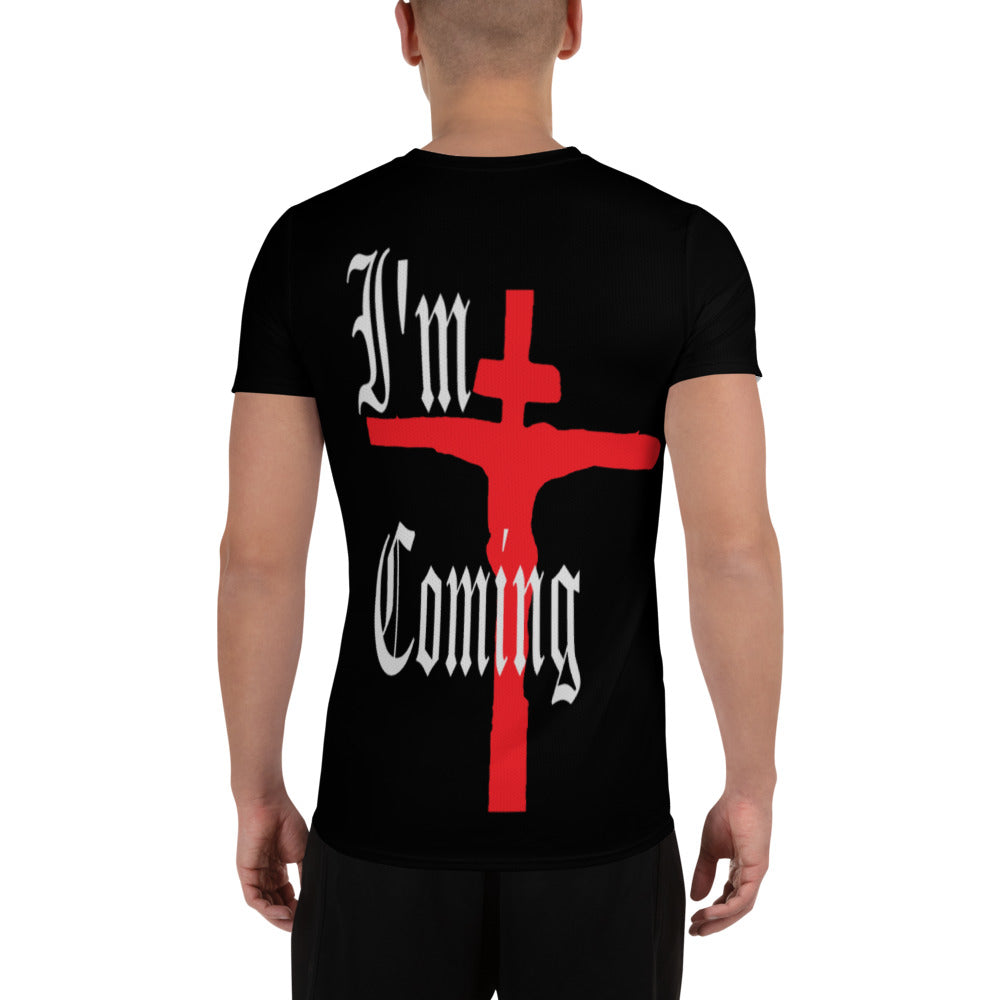 Men’s Athletic T-Shirt – I’m Coming Gothic Christian Art