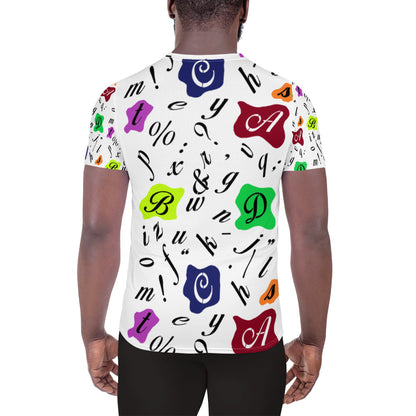 Men’s Athletic T-Shirt – Letters Retro Typographic Abstract Art