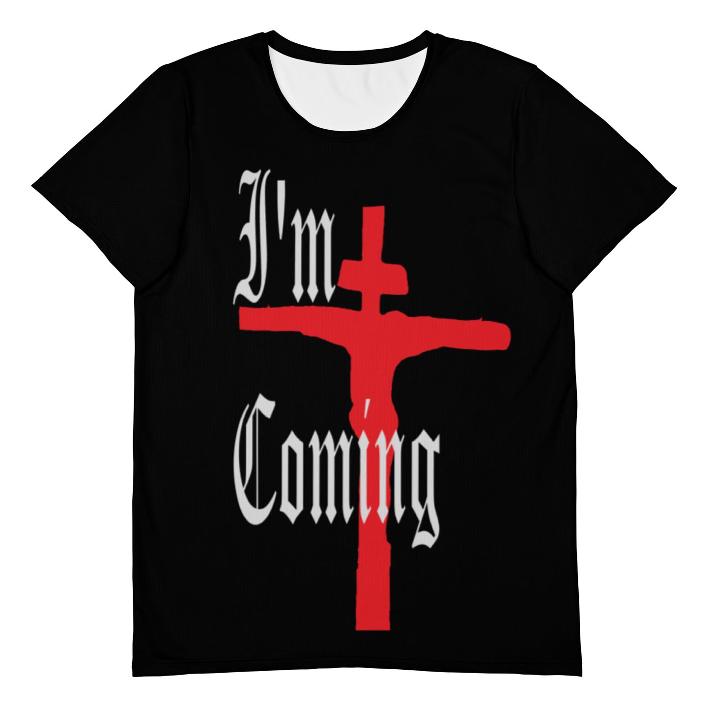 Men’s Athletic T-Shirt – I’m Coming Gothic Christian Art