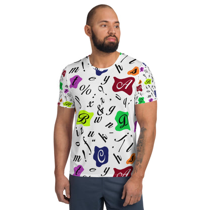 Men’s Athletic T-Shirt – Letters Retro Typographic Abstract Art