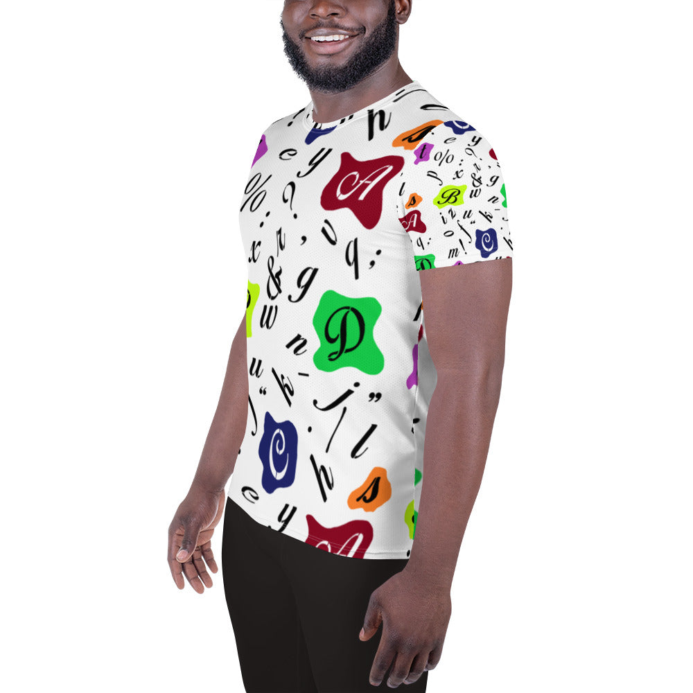 Men’s Athletic T-Shirt – Letters Retro Typographic Abstract Art