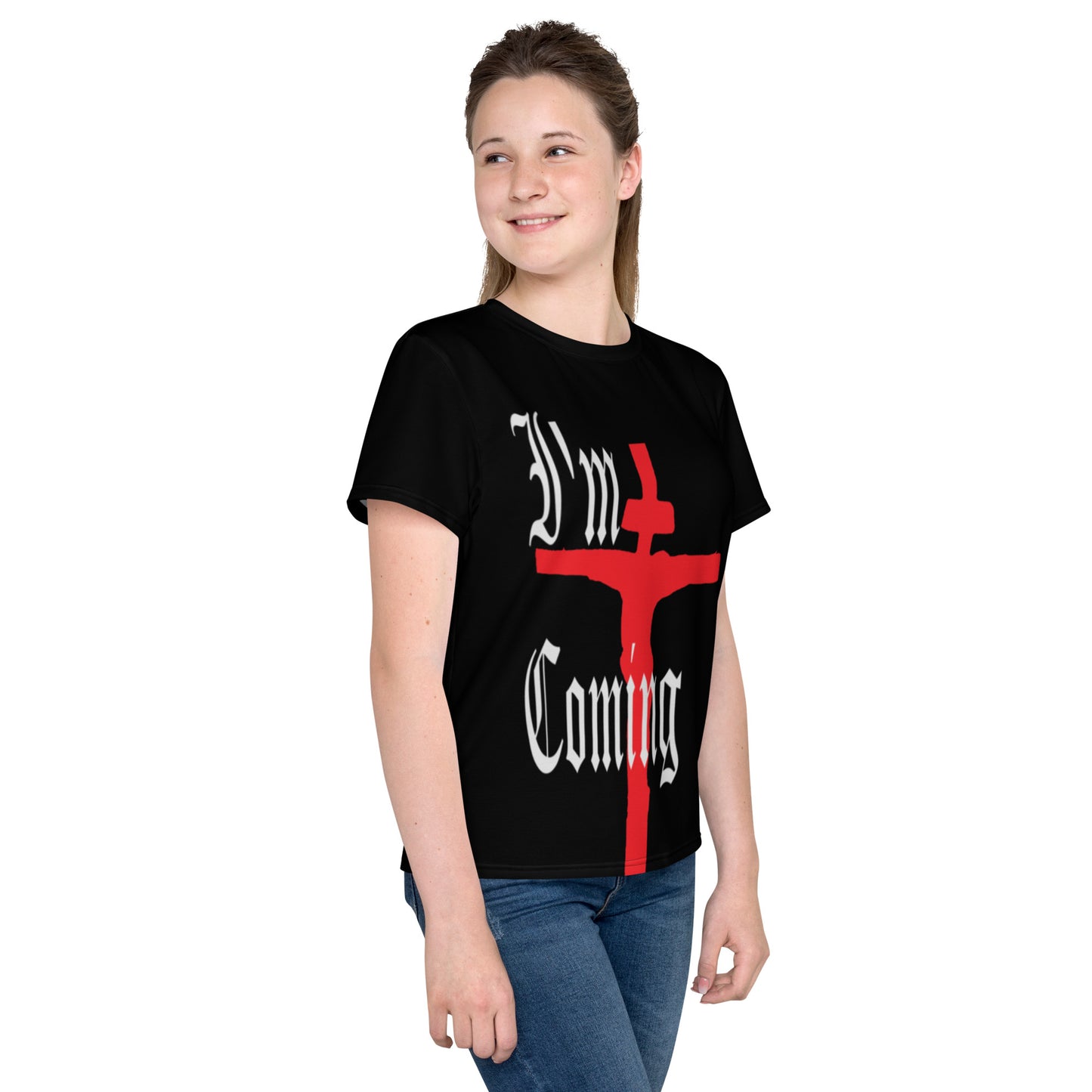 Youth Crew Neck T-Shirt – I’m Coming (Black)