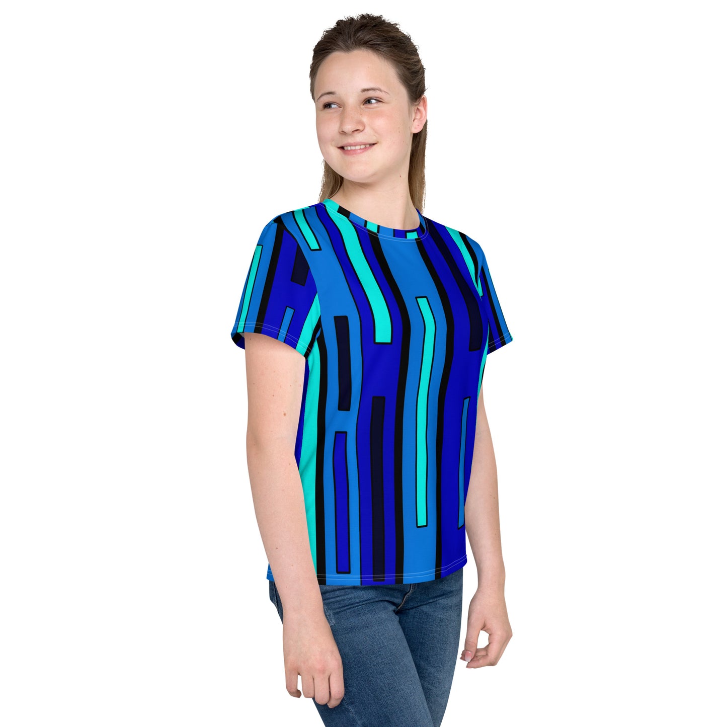 Youth Crew Neck T-Shirt – Traits (Abstract Vintage Style Design)