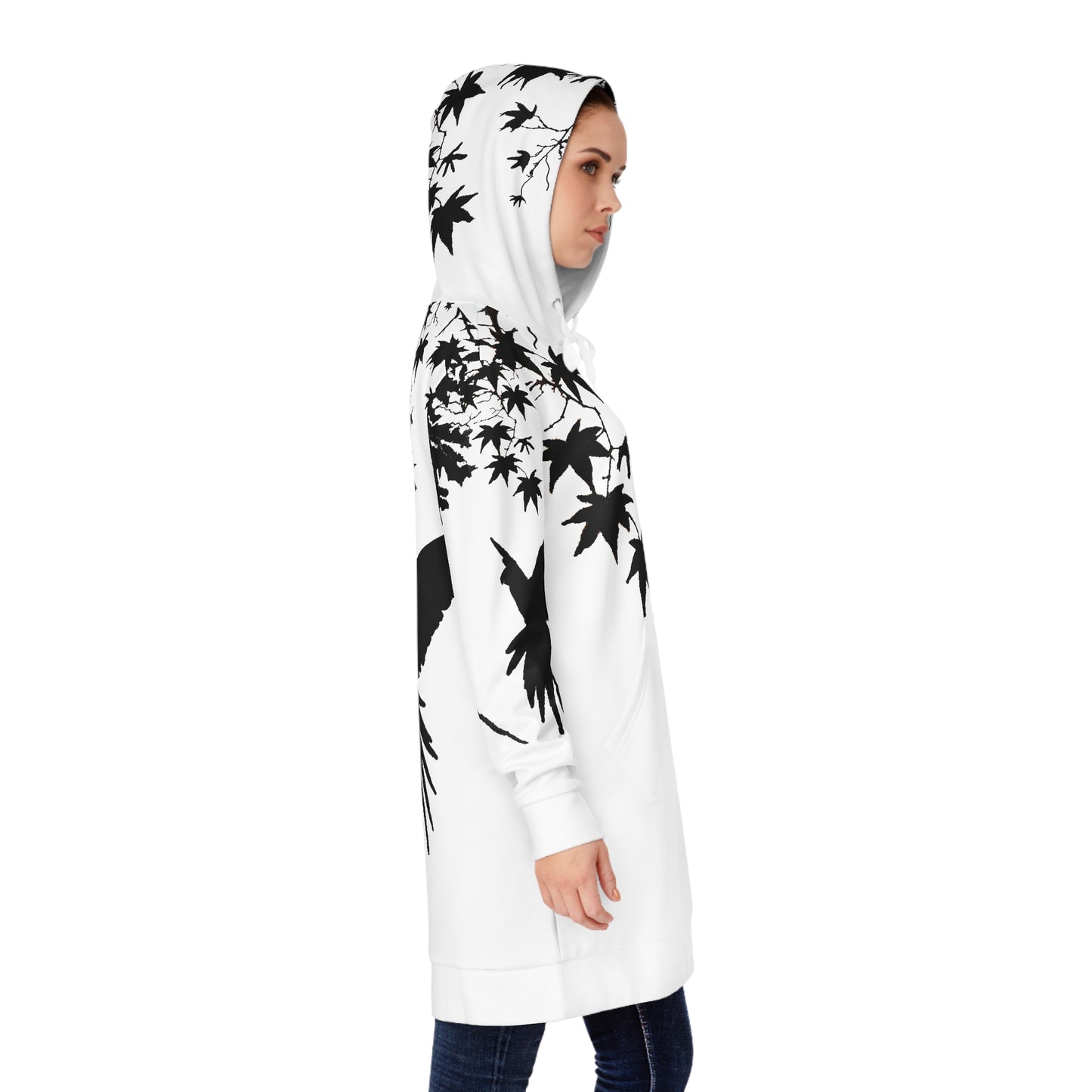 Women’s Hoodie Dress – Black Bird Serenity