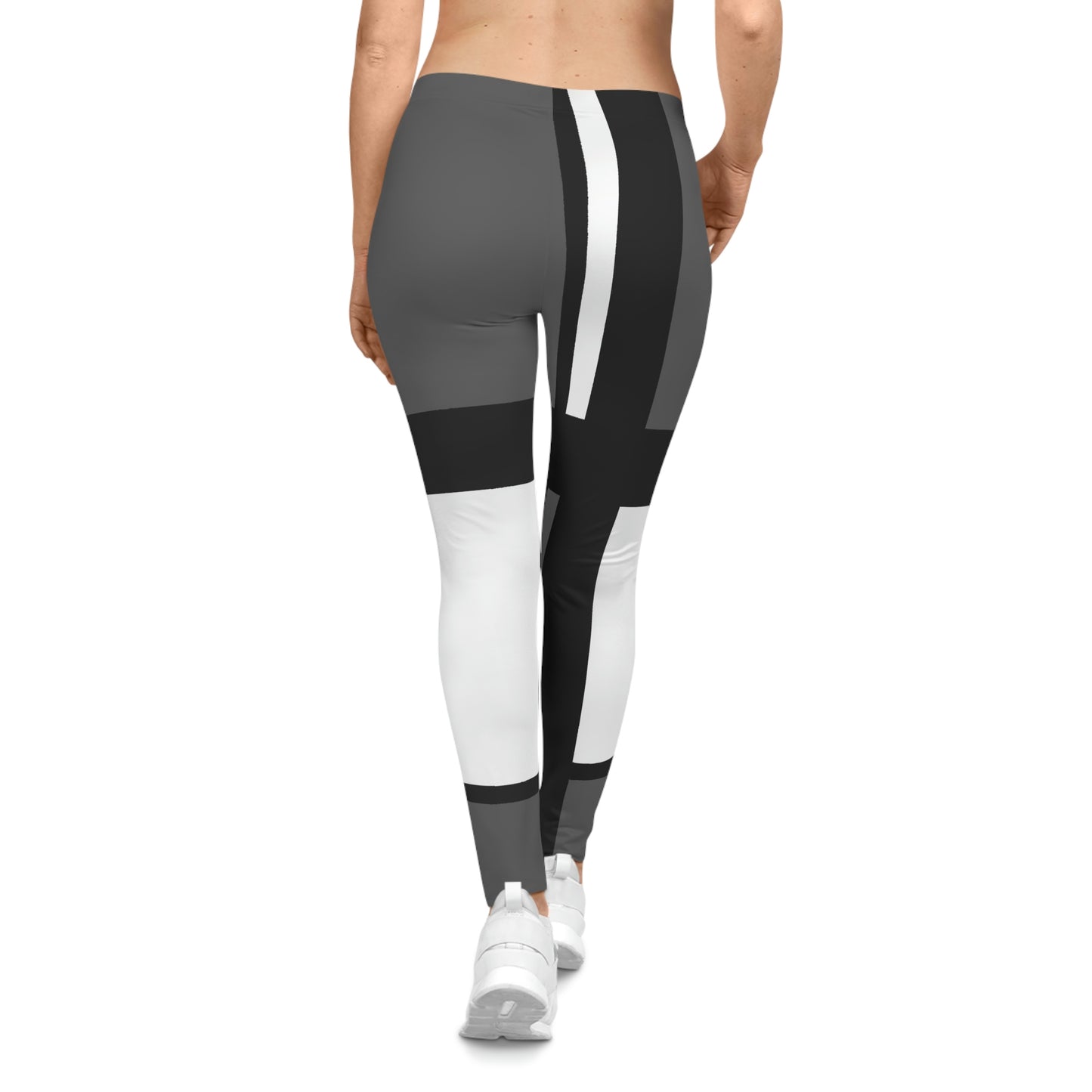 Women’s Leggings – 60s 2 Grayscale Geometry