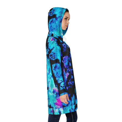Women’s Hoodie Dress – Cosmic Blue Abstract