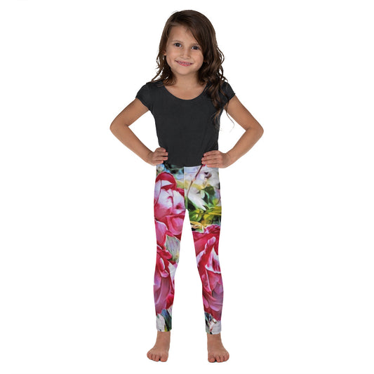Kids leggings “My Garden” with a vibrant floral design of blooming roses under summer light, colorful and nature-inspired.