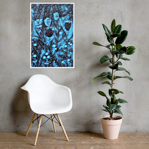 a white chair and a plant in a vase 