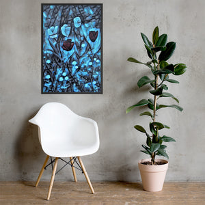 a white chair and a plant in a vase 